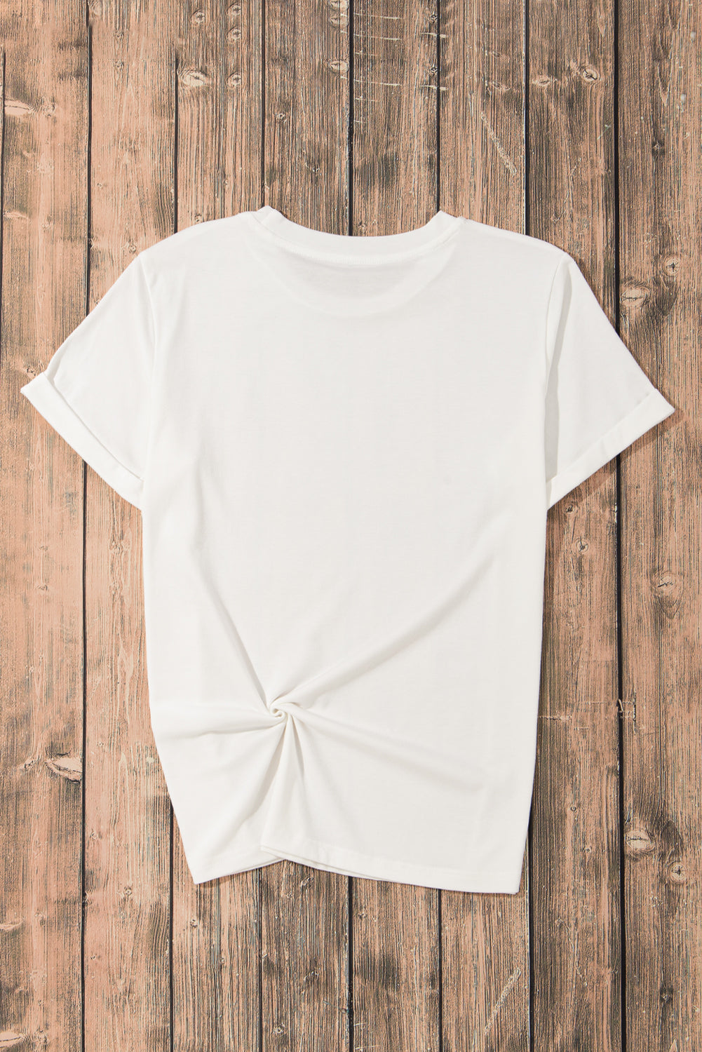 T-shirt blanc décontracté uni à col rond