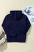 Navy Blue Solid Color Fleece Lined Zip Up Hoodie