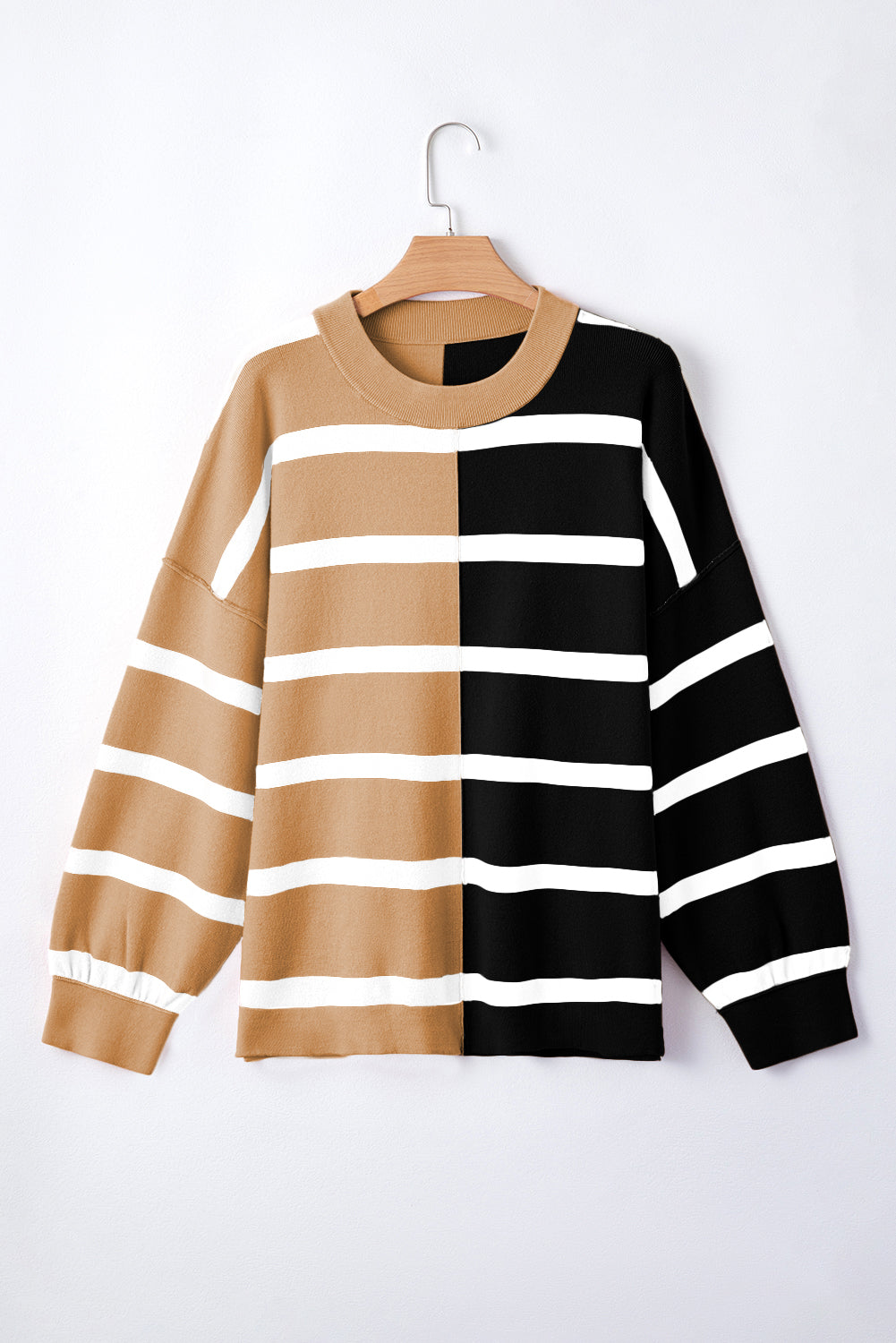 Pull surdimensionné color block beige français clair