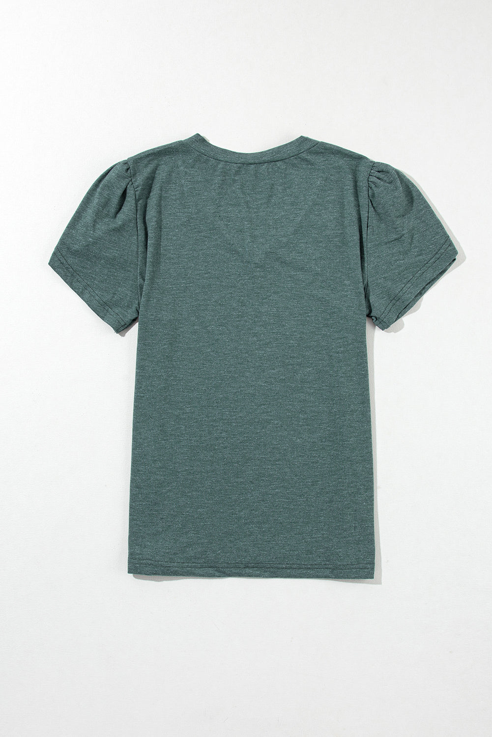 Mist Green Fashion Petal Sleeve V Neck T-shirt