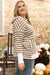 Brown Striped Button Down Hoodie with Dropped Sleeves, Plus Size