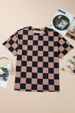 Camiseta de distrito Checkmate Boyfriend Beige Light