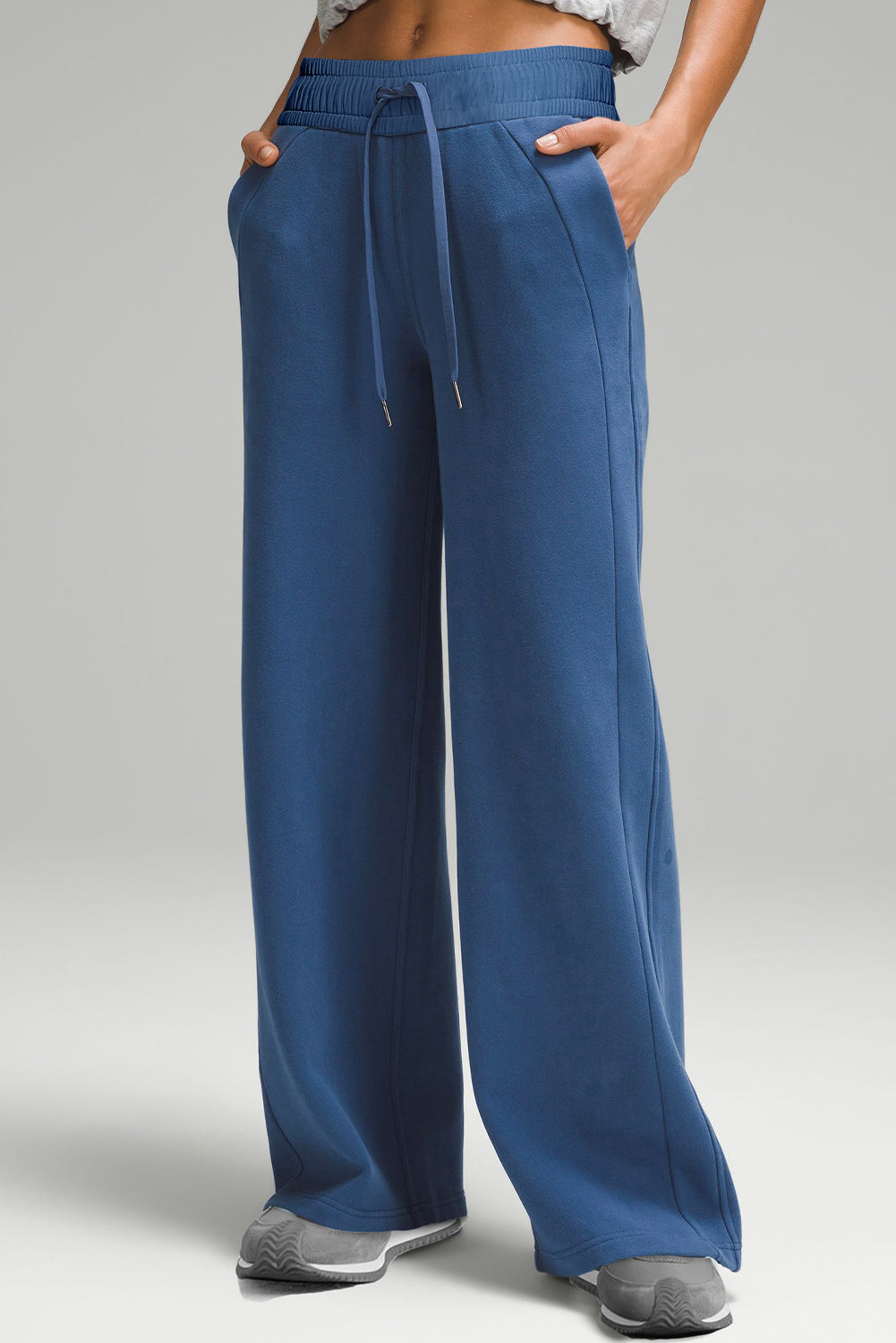 Pantalon de survêtement taille haute avec cordon de serrage et poches larges bleu voile