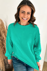 Sweat-shirt à col rond avec épissage vert menthe