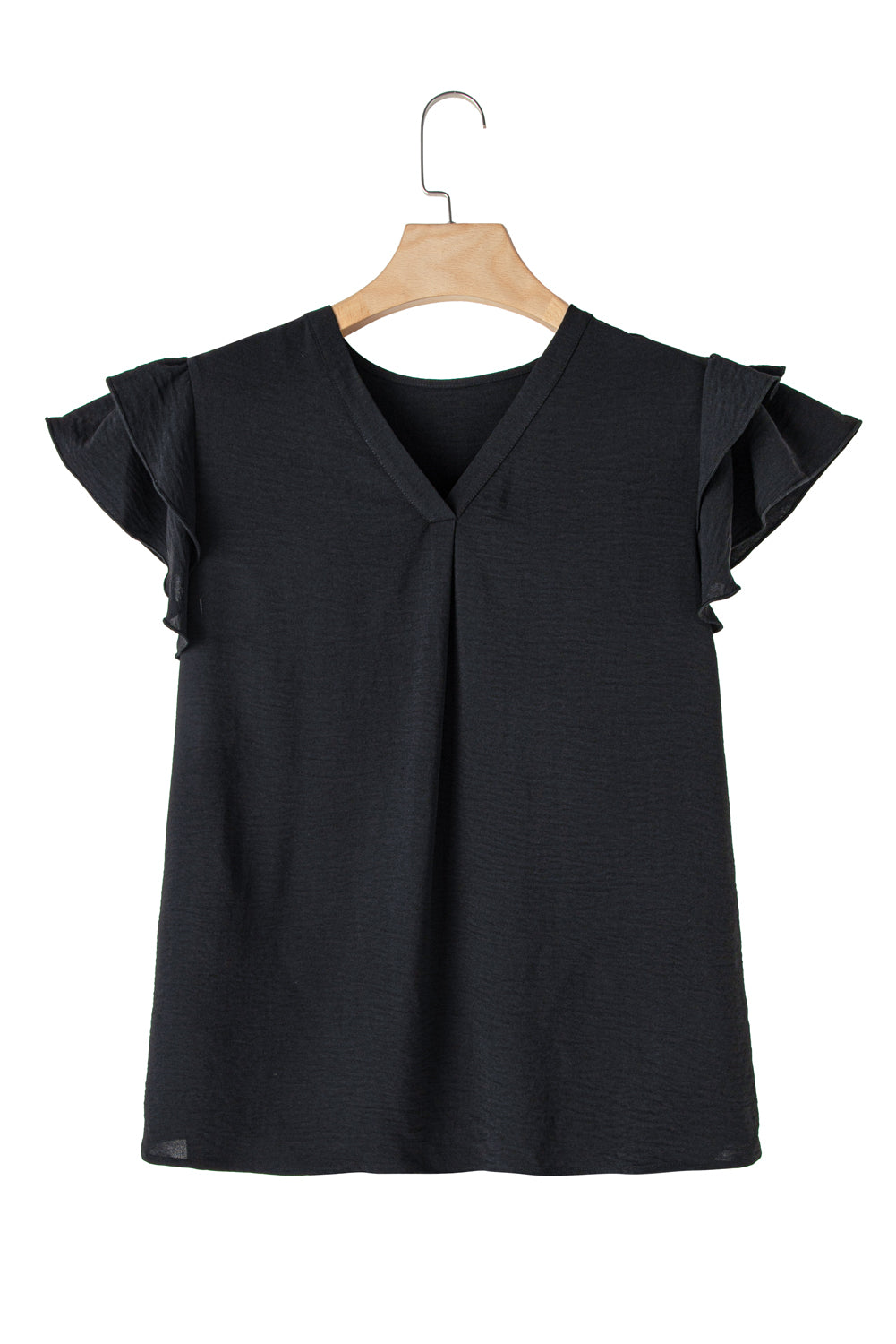 Black Black Short Short Manleve Neck Blouse