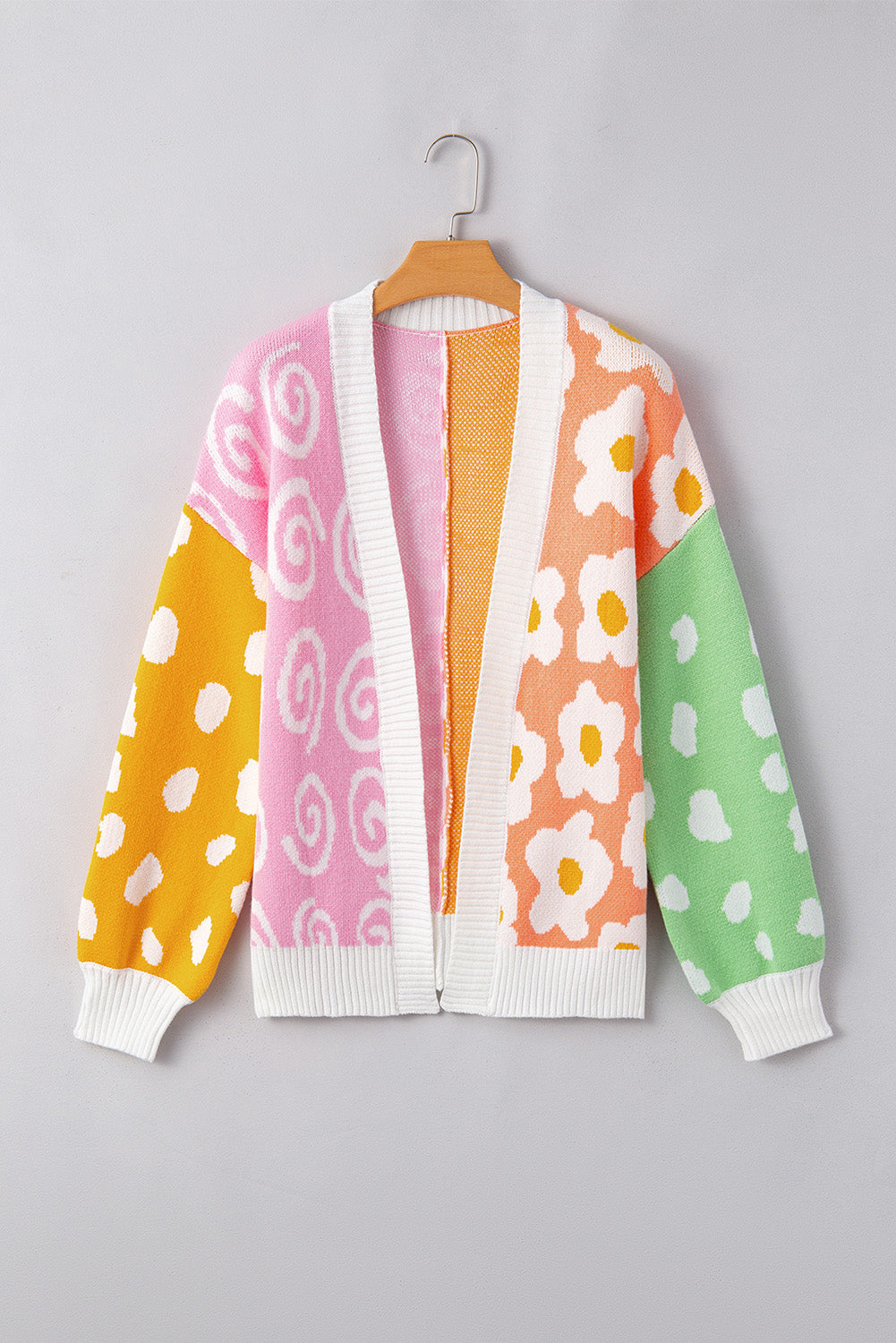 Cardigan ouvert sur le devant à imprimés variés de fleurs et de pois orange-A WOMAN WE LOVE