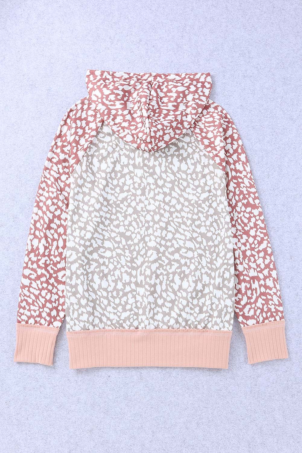 Pink Leopard Long Sleeve Kapuzen -Sweatshirt