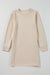 Straight textured dress with long -colored sleeve apricot