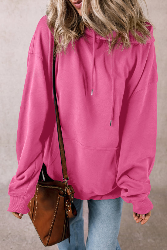 Plain hoodie with kangaroo pocket and tightening cord, loose cut