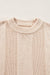 Solid Color Pale Khaki Cable Knit Ribbed Loose Sweater