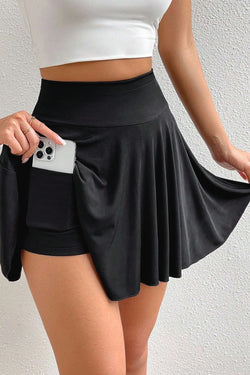 Jupe-short trapèze noire taille haute drapée *