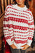 White Western Geometric Pattern Crew Neck Loose Sweater