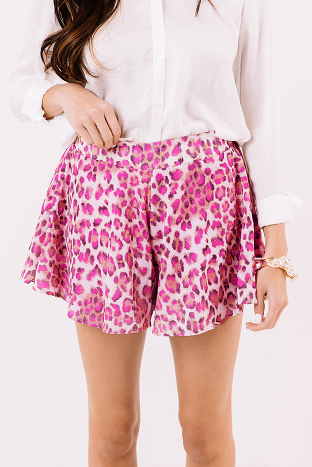 Rose Leopard Imprimir Flutter Shorts informales