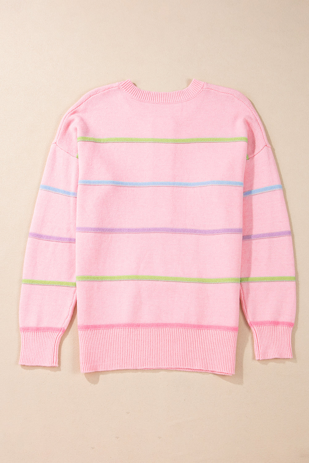 Rosa Regenbogenstreifen fallen Umgangsum selbstbaggy Henley -Pullover