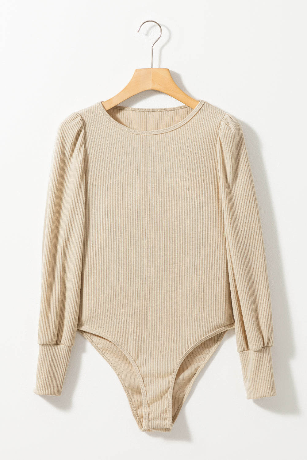 Apricot Ribbed Balloon Sleeve Bodysuit