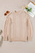 Solid Color Pale Khaki Cable Knit Ribbed Loose Sweater