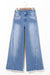 Beau Blue Raw Hem Flare Jeans with Vintage Stitching