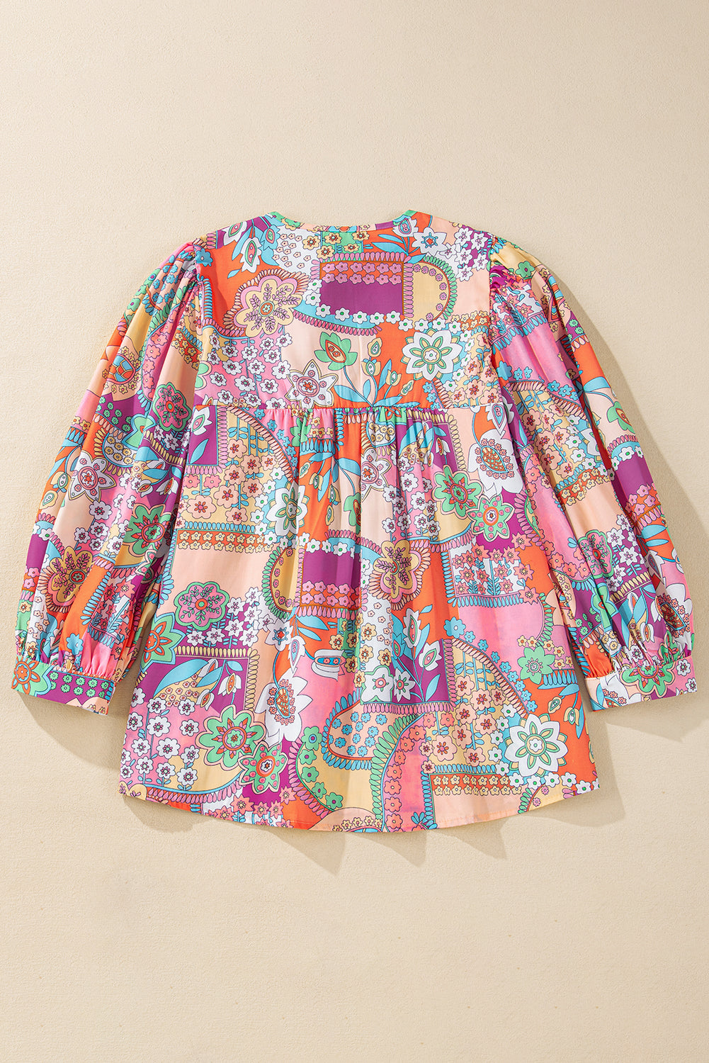 Chemisier plissé multicolore à manches bouffantes *-A WOMAN WE LOVE
