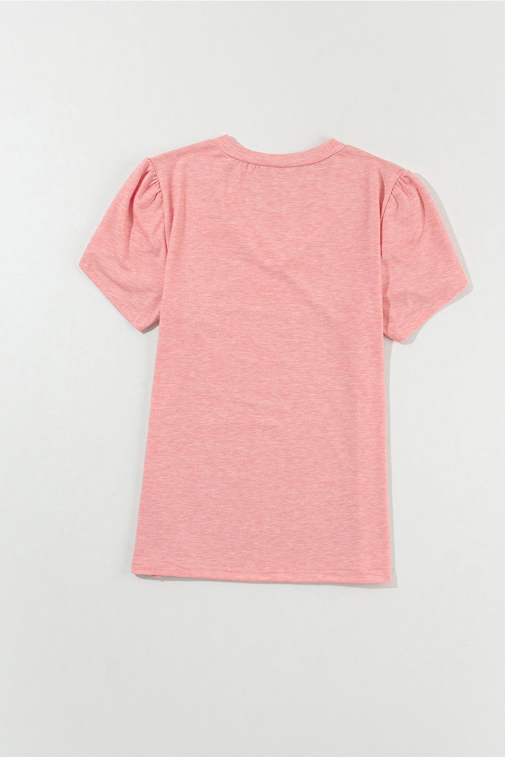 Camiseta de cuello de la manga del pétalos de moda de color rosa