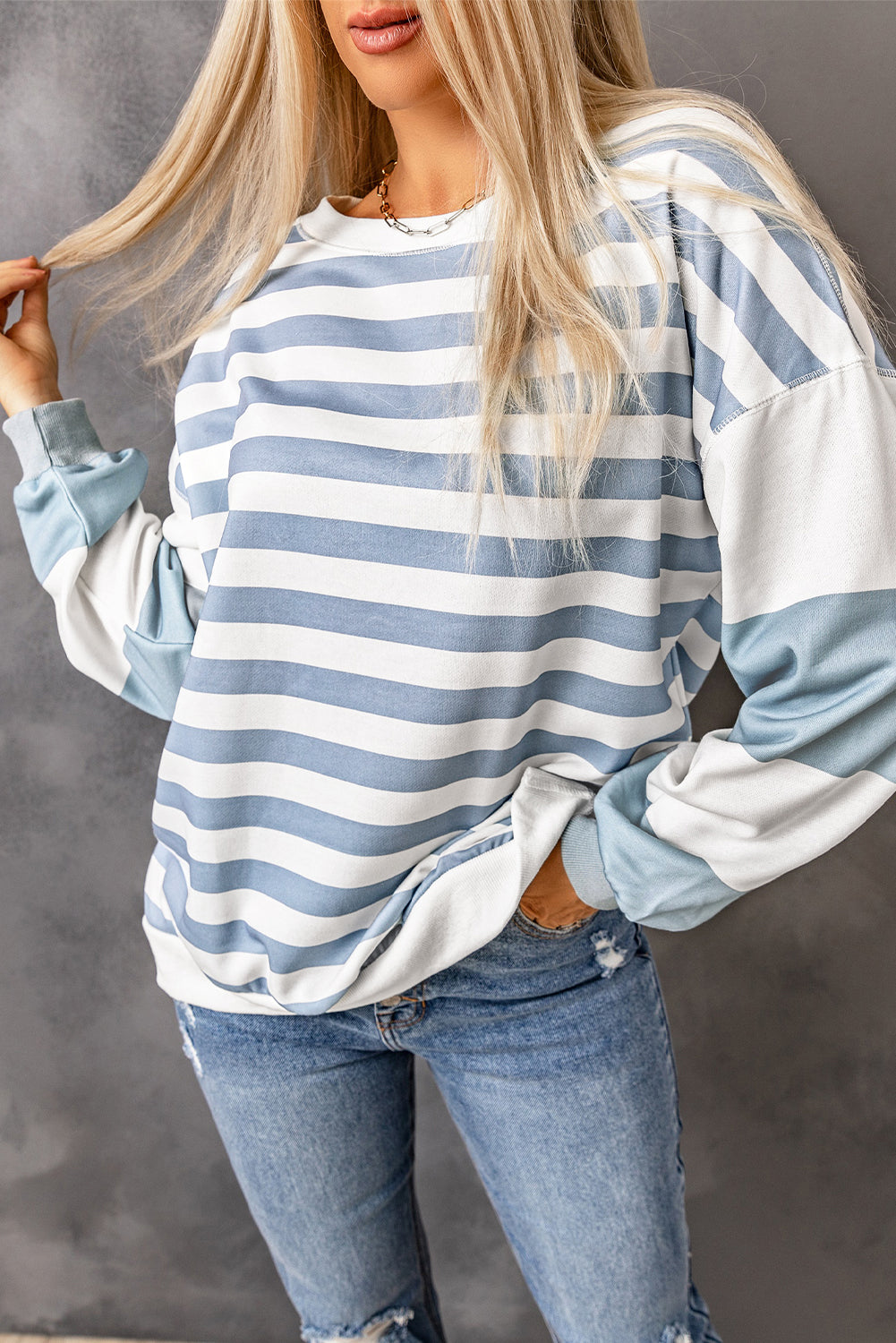 Stripe Drop schultergestreift Pullover Sweatshirt