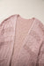 Pink Casual Hollow Knit Dolman Sleeve Cardigan