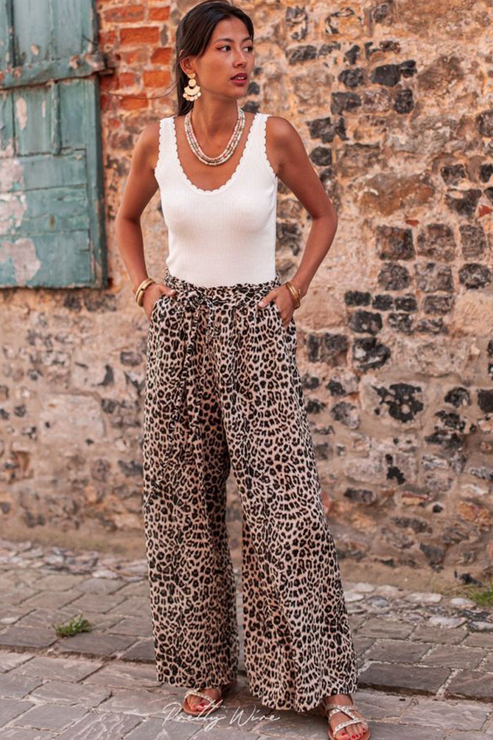 Pantalones anchos de leopardo boho de Desert Palm