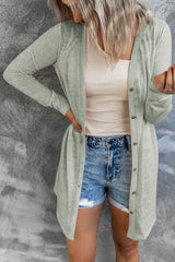 Cardigan ouvert à boutons de couleur unie-A WOMAN WE LOVE