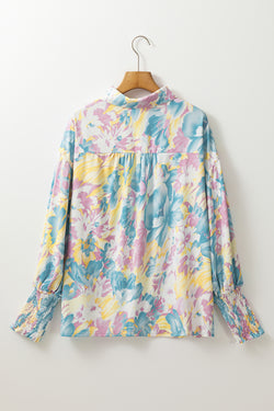 Oversize yellow shirt with floral print *