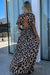 Long khaki leopard dress in v *