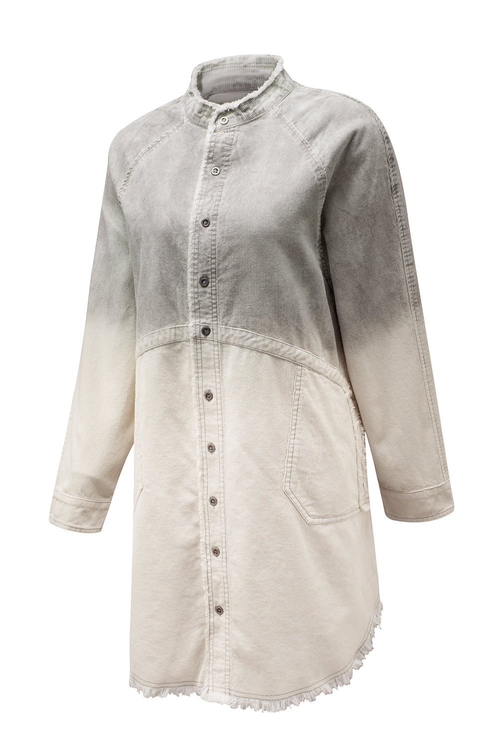 Bouton à manches longues Gray Gradient Up Up Hem Denim Robe