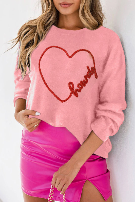 Pink Howdy Heart Graphic Round Nou Casual Casual