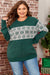 Pull de Noël vert à motif de flocon de neige et épaules tombantes, grande taille