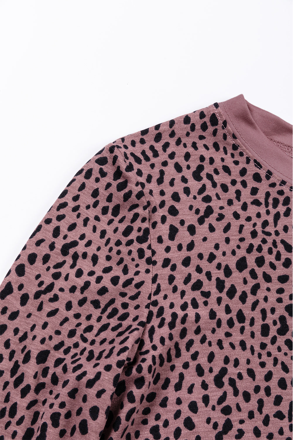 Animal Spotted Print Round Neck Long Sleeve Top