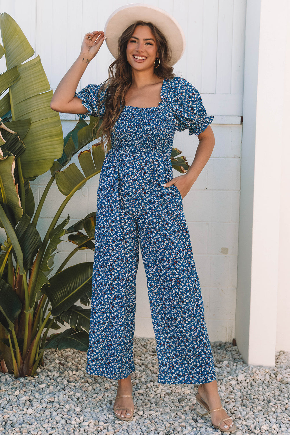 Combinaison bleue vintage bohème florale *-A WOMAN WE LOVE