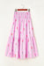 Rose printed long swallowed skirt on several levels