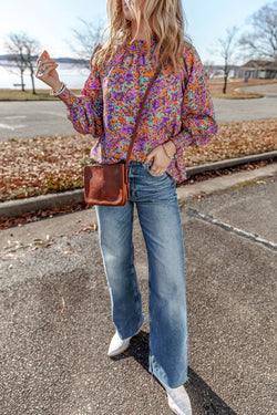 Violet blouse with floral print *