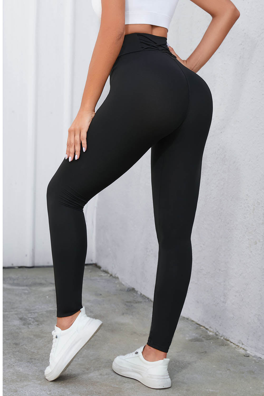 Schwarzes Krisenkreuz -Bauchkontrolle hohe Taille -Leggings