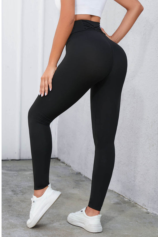 Black High Waisted Criss Cross Tummy Control Leggings