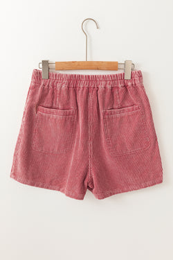 Ribbed velvet shorts with vintage mineral washed up pockets