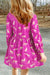 Pink Cheetah Print Drawstring Tunic Shirt Dress