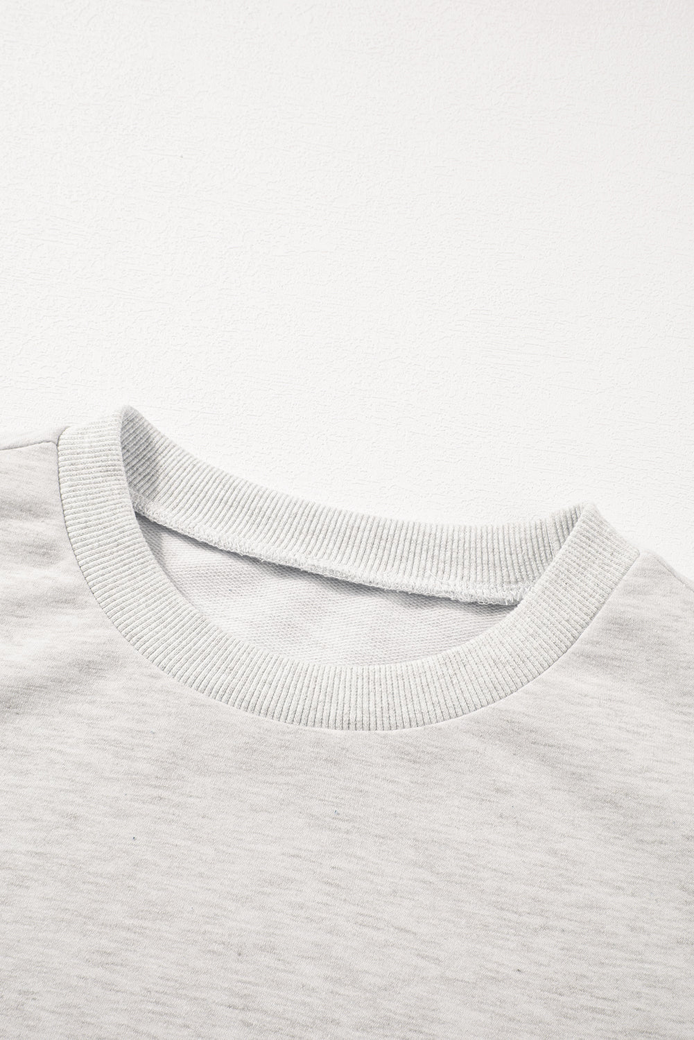 Light gray high with mid-long puffing sleeves with pearls and rhinestones