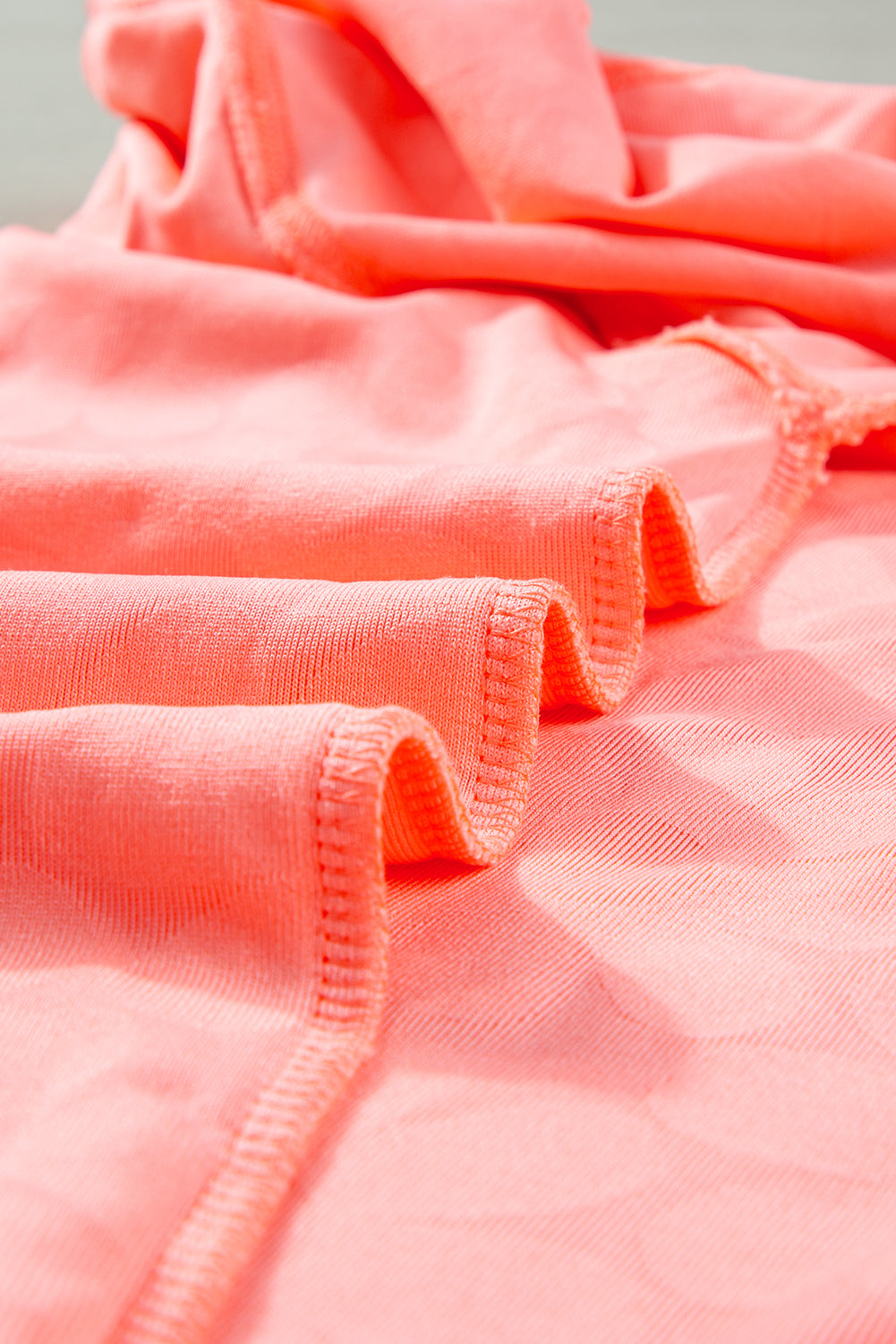 Grapefruit Orange Floral Textured Short Sleeve Top and Shorts Lounge Set
