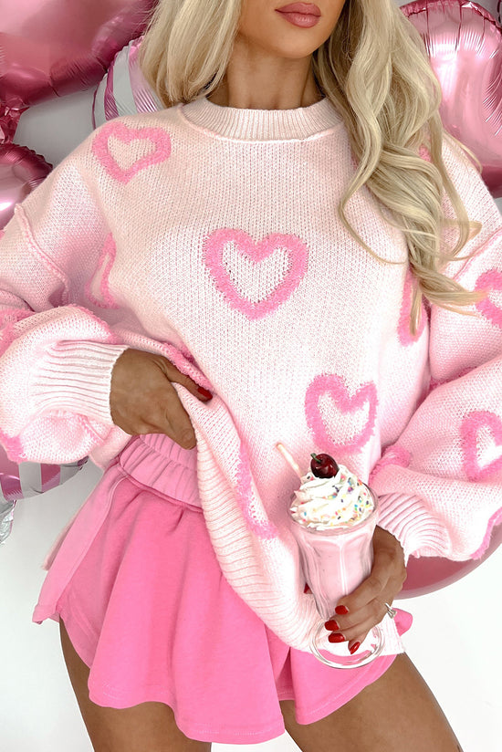 Large pink sweater with heart -shaped bubble bubbles