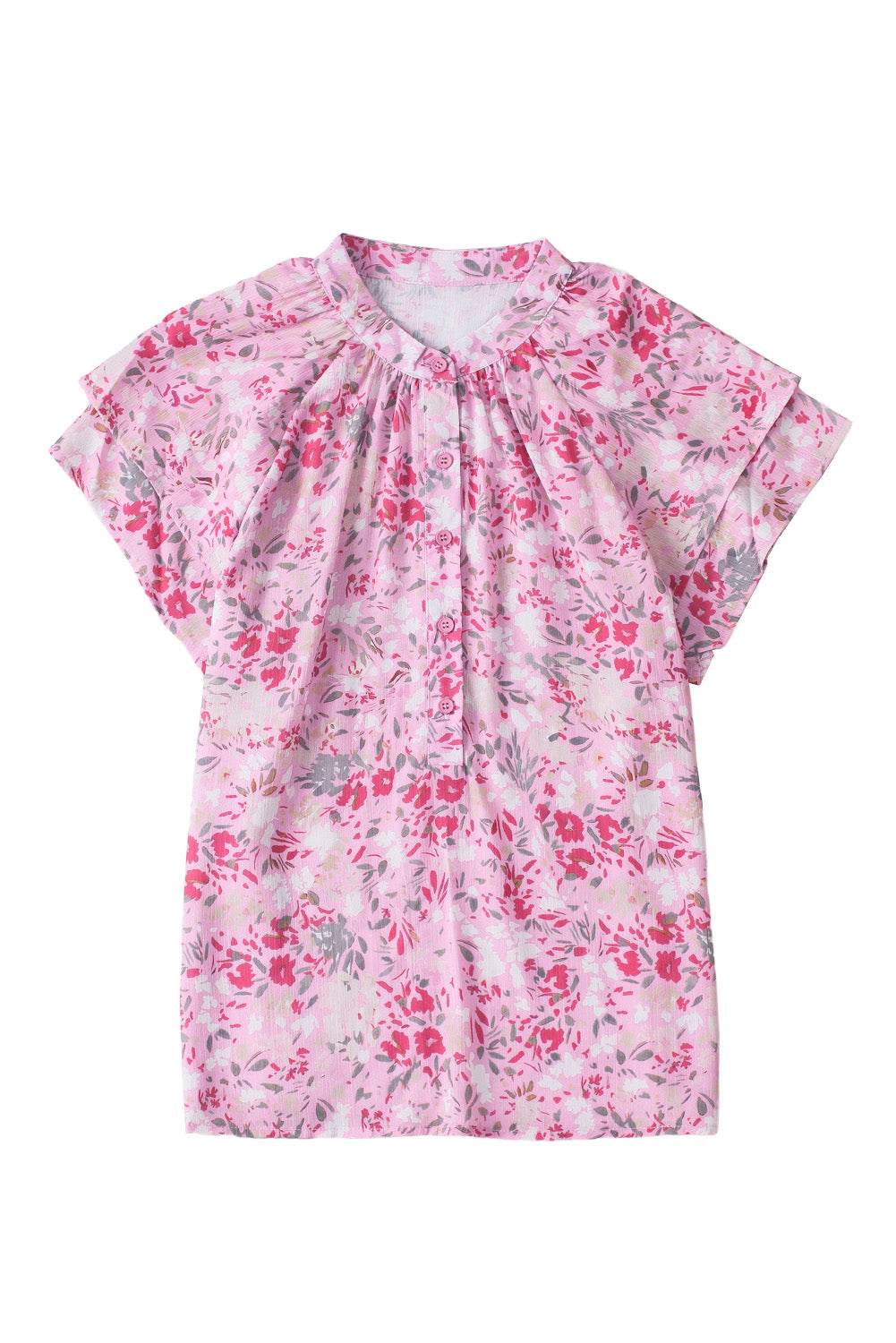 Pink Blumenmandarinkragen Top