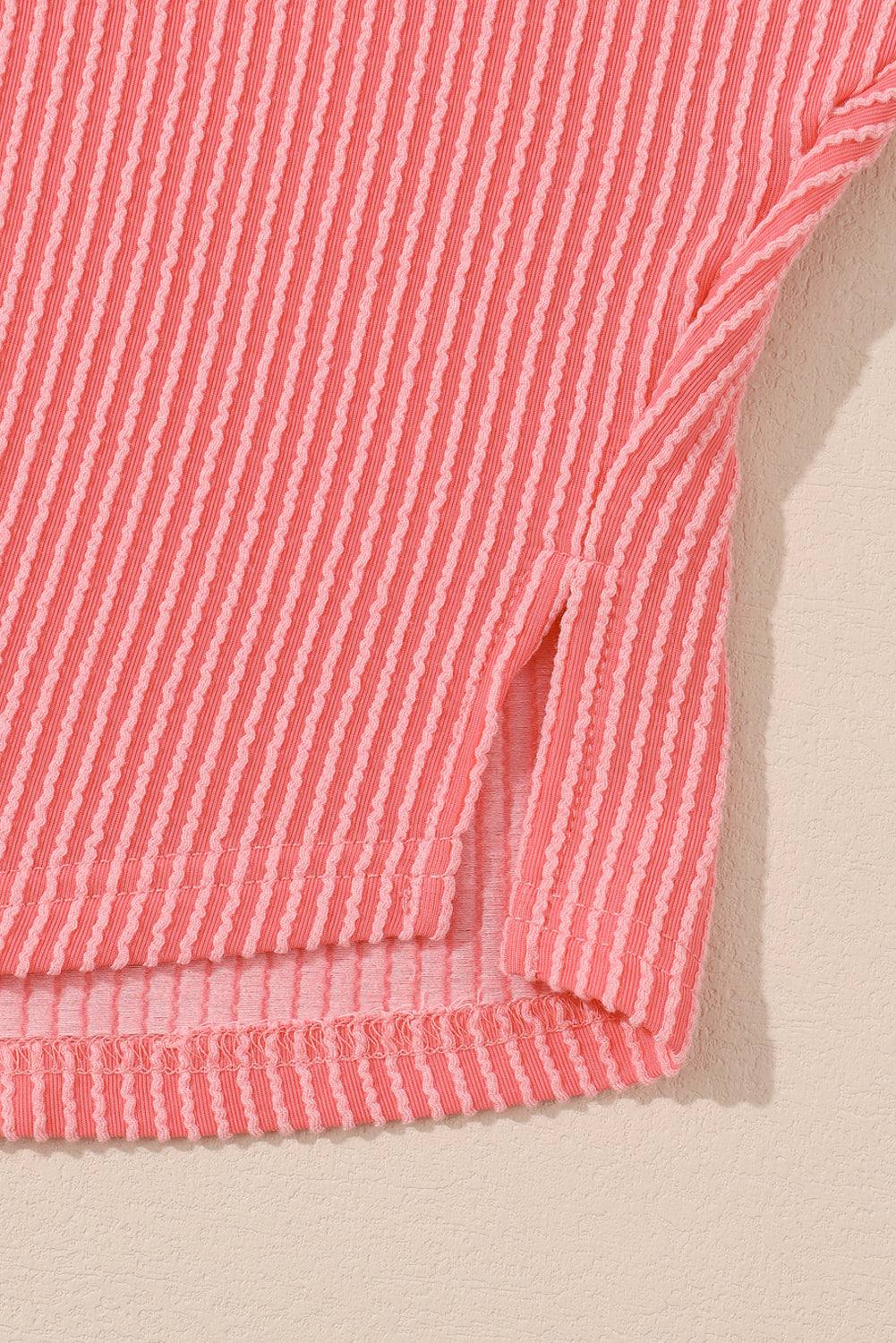 Pink Corded Flap Pocket Henley Top