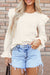 Beige ribbed velvet blouse with ruffles and ruffle sleeves