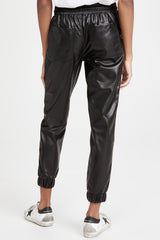 Pantalones de trote negros en tamaño simocked y cordón de apriete