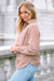 Apricot Ribbed Texture Half-Zip Crew Neck Sweatshirt