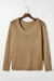 Thick and loose sweater in ribbed khaki with round neck