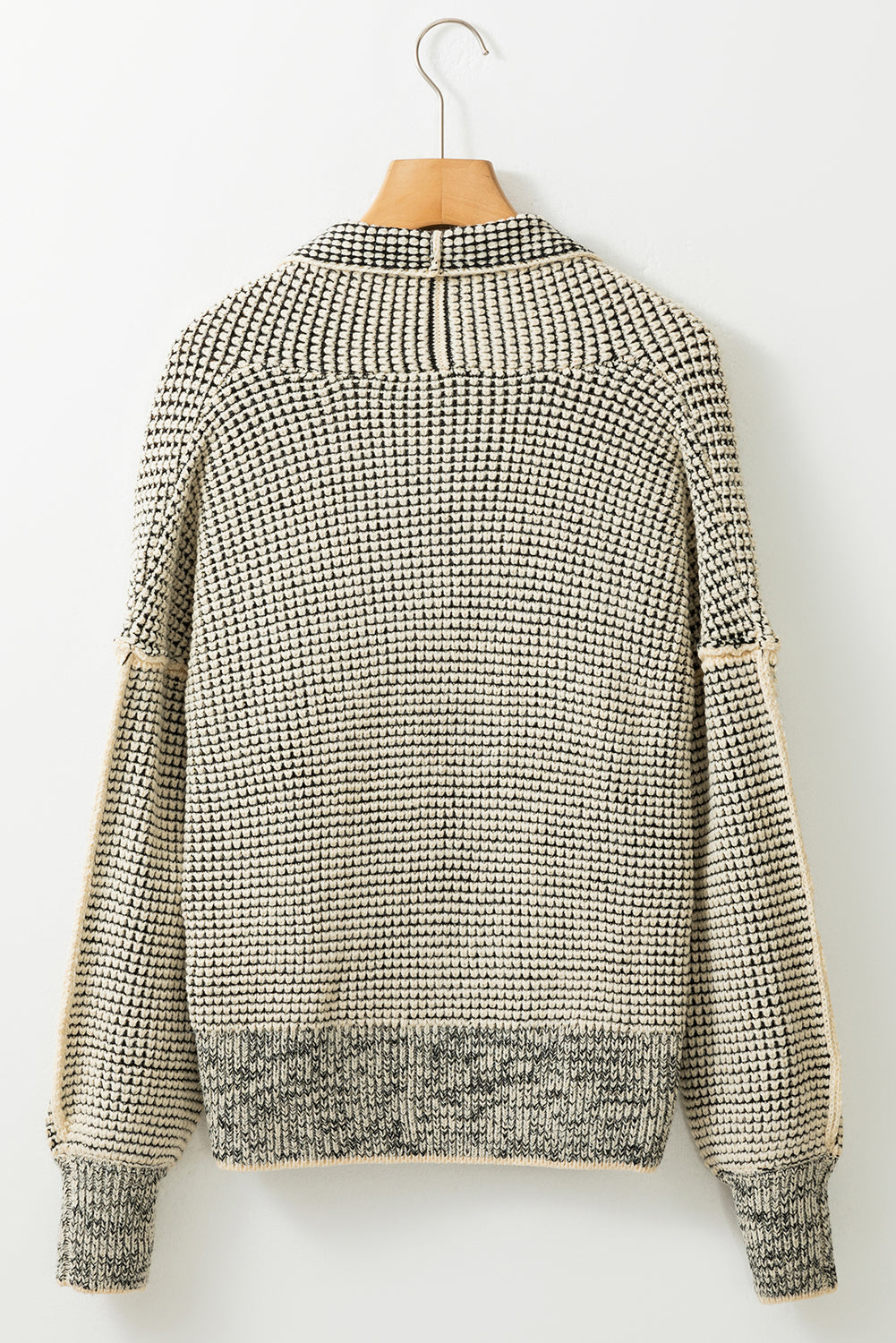 Cardigan ouvert sur le devant à carreaux abricot et bordure contrastée-A WOMAN WE LOVE